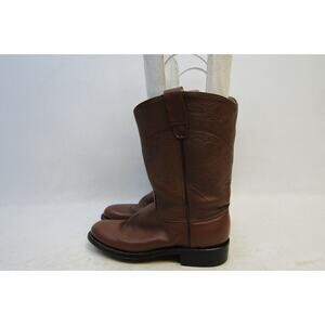 A JAMA PRODUCT Youth Size 5 Brown Leather Cowboy Western Roper Boots